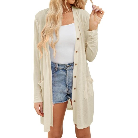 Sweaters - Lightweight Women's Cardigan Summer Long Sleeve Open Front Sweater